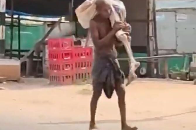 28man carries sister skeleton